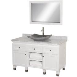 (^_-) Wyndham Collection Premiere' White 48-inch Solid Oak Single Bathroom Vanity