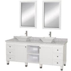 Great Prices Wyndham Collection Premiere' White 72-inch Solid Oak Double Bathroom Vanity