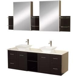 Low Price Wyndham Collection Avara Espresso 60-inch Double Bathroom Vanity Set