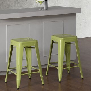 Now Sale Tabouret 24-inch Limeade Metal Counter Stools (Set of 2)