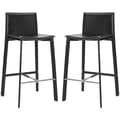Safavieh Madison Ave 30-inch Black Leather Bar Stool (Set of 2)