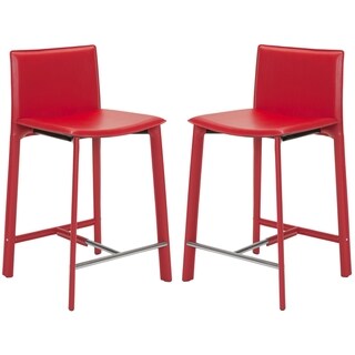 Madison Ave 25.5-inch Red Leather Counter Stool (Set of 2)