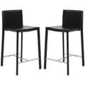 Safavieh Park Ave 25-inch Black Leather Counter Stools (Set of 2)
