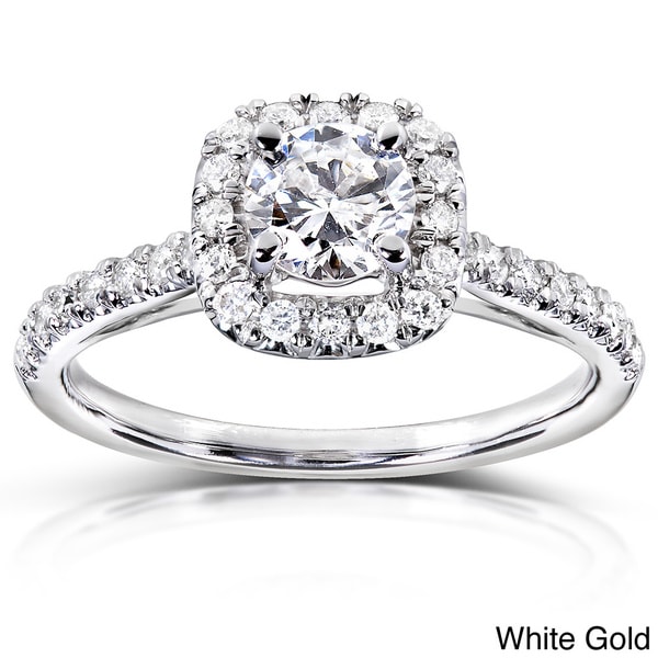 ... 14k White Gold 1 Ct Tdw Threestone Diamond Cluster Engagement Ring Hi