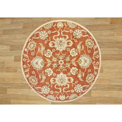 Low Price Alliyah Handmade Rusty Orange New Zealand Blend Wool Rug (8' Round)