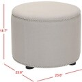 Florentine Beige Linen Round Ottoman