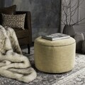 Safavieh Florentine Gold Linen Round Ottoman