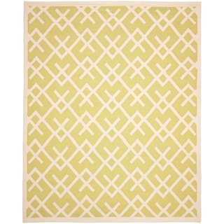 Moroccan Light Green/ Ivory Dhurrie Wool Rug (9' x 12')