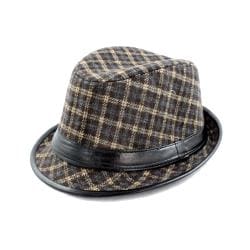 Faddism Brown/ Beige Plaid Fedora Hat-Image