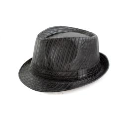 Faddism Textured Black Fedora Hat-Image