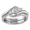 Miadora 10k White Gold 1/2ct TDW Round Bezel Diamond Bridal Set (G-H, I1-I2)