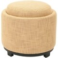 Safavieh Broadway Single Tray Gold Viscose Storage Round Ottoman