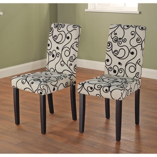 Low Price Simple Living Parson Cream and Black Rubber Wood Dining Chairs (Set of 2)