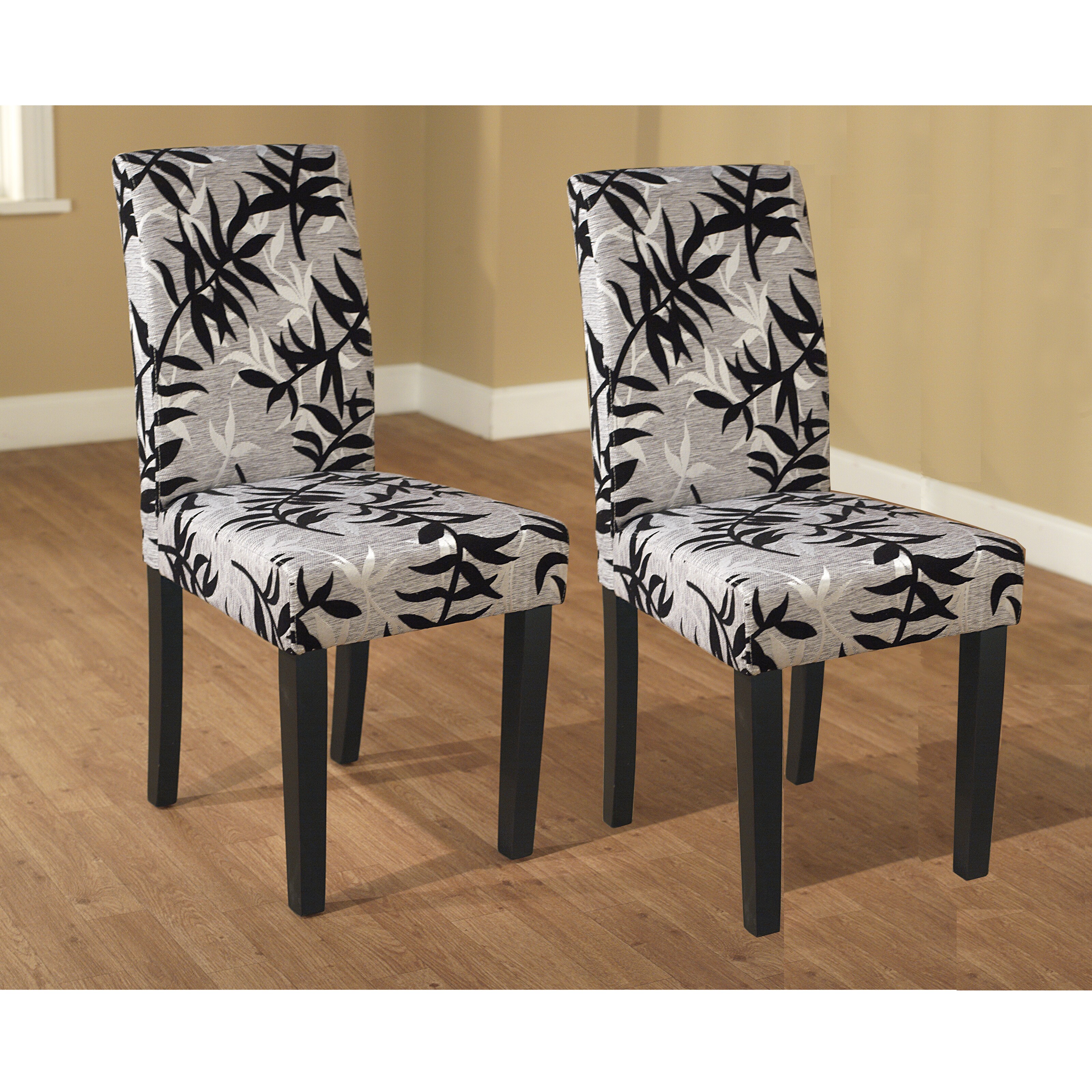Simple Living Parson Black and Silver Rubber Wood Dining Chairs (Set of