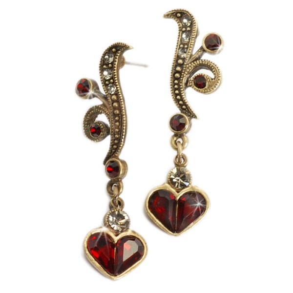 Sweet Romance Vintage Red Crystal Victorian Earrings