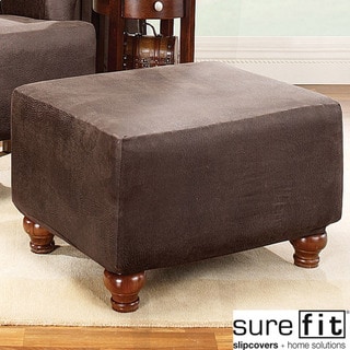 Sure Fit Brown Stretch Ottoman Slipcover-Image