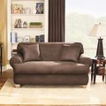 Sure Fit Brown Stretch T-Cushion 2-piece Loveseat Slipcover