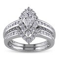 Miadora 14k Gold 1 1/2ct TDW Marquise Halo Diamond Bridal Set (G-H, I1-I2)