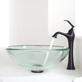 Kraus Clear 19mm thick Glass Vessel Sink and Ventus Faucet Oil Rubbed Bronze