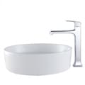 Kraus White Round Ceramic Sink and Decorum Faucet Chrome