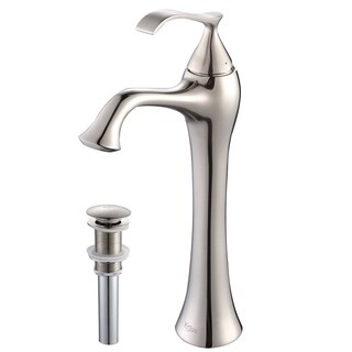 Kraus Ventus Single Lever Vessel Faucet with Pop Up Drain Brushed Nickel