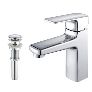Kraus Virtus Single Lever Basin Faucet and Pop Up Drain with Overflow Chrome