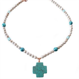 Every Morning Design Turquoise Color Magnesite Cross Pendant