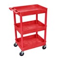 Luxor Red 3 Tub Tall Utility Cart
