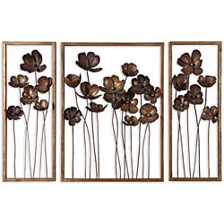 (_ _ ) Antiqued Gold Leaf Framed Metal Tulips