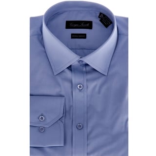 Men's Blue Slim-Fit Dress Shirt-Image