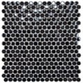 SomerTile 11.25x12-inch Posh Penny Round Black Porcelain Mosaic Tiles (Set of 10)
