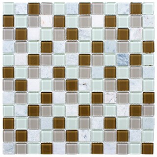 SomerTile 11.5x11.5-inch Chroma Square Manzanilla Glass and Stone Mosaic Tiles (Set of 10)