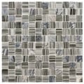 SomerTile 11.5x11.5-inch Chroma Square Licorice Glass and Stone Mosaic Tiles (Set of 10)