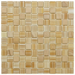Hot Deal SomerTile 11.5x11.5-inch Chroma Square Butterscotch Glass and Stone Mosaic Tiles (Set of 10)