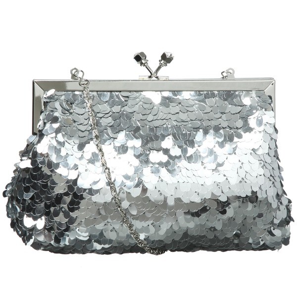 sequin silver clutch