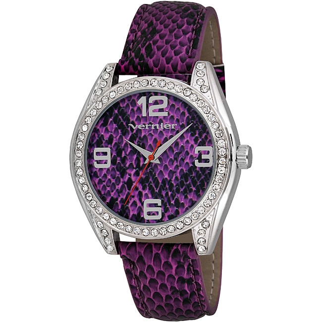 Vernier Women's V11097 Series Fashion Purple Snake Pattern Watch