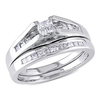 Miadora 10k Gold 1/2ct TDW Princess Diamond Bridal Ring Set (G-H, I2-I3)