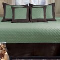 Brentwood Seafoam Blue / Brown Quilted 3-piece Bedspread Set