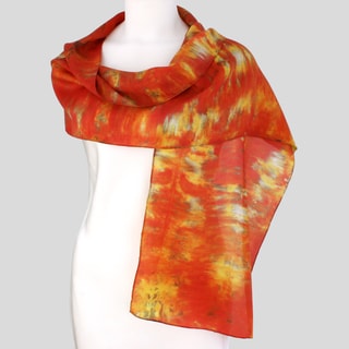 Gypsy River Riches Hand-dyed 'Autumn' Washable Silk Scarf