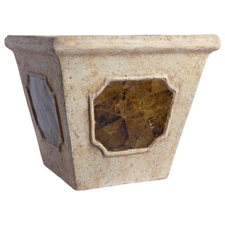 SomerTile Mediterranean Stoneware Catania Cream 13-inch Planter