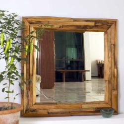 Teak Branch Tung Oil Finish Square Mirror (Thailand)