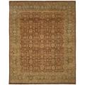 Pakistani Hand-knotted Peshawar Rust/ Green Wool Rug (8' x 10')