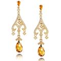18k Gold Citrine and 3/4ct TDW Diamond Earrings (H-I, SI1-SI2)