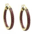 14k Yellow Gold Ruby Hoop Clip-on Earrings
