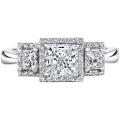 14k Gold 3/4ct TDW Designer Diamond and CZ Engagement Ring (H, SI1)
