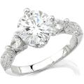 14k Gold 5/8ct TDW Designer Diamond and CZ Engagement Ring (H, SI1)