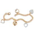 Isabella Collection 18k Gold over Sterling Silver Heart Charm Bracelet