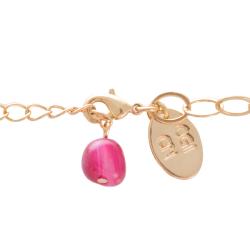 Goldtone Wire-wrapped Pink Sliced Agate Necklace