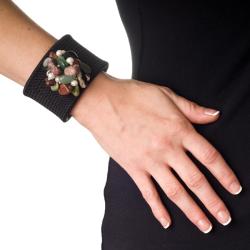 Elastic Thread over Steel Multi-gemstone and Pearl Cuff