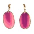 Goldtone Wire-wrapped Genuine Pink Agate Earrings